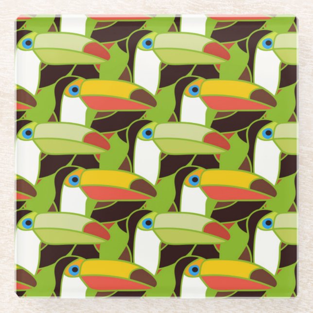Colourful Toucans 2 Glass Coaster (Front)
