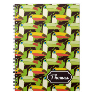 Colourful Toucans Add Your Name Spiral Notebook