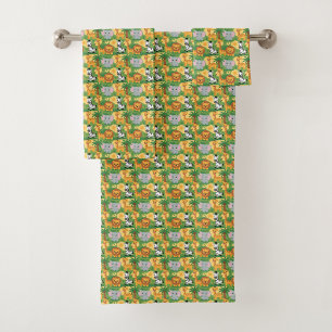Colourful towel and washcloth set