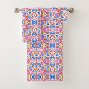 Colourful towel hanging on a rod