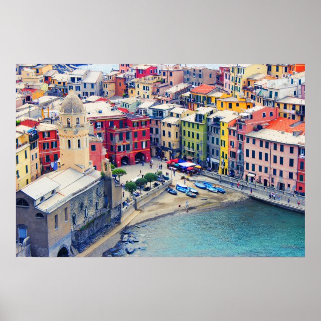 Colourful Town of Vernazza Italy Poster (Front)