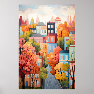 Colourful Town Poster