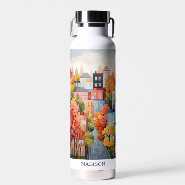 Colourful Town Water Bottle (Front)