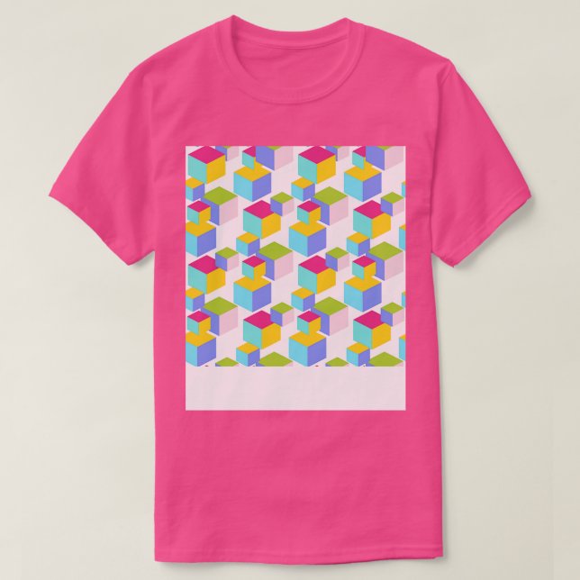 Colourful Toy Blocks Art Pattern T-Shirt (Design Front)