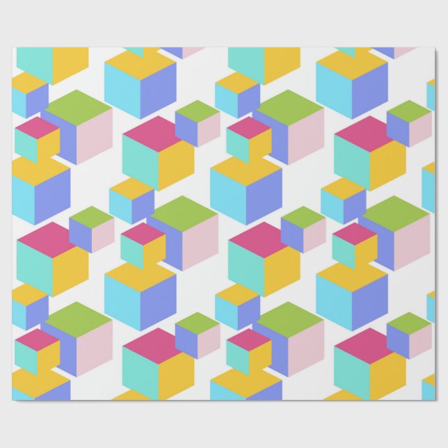 Colourful Toy Blocks Art Pattern Wrapping Paper (Flat)