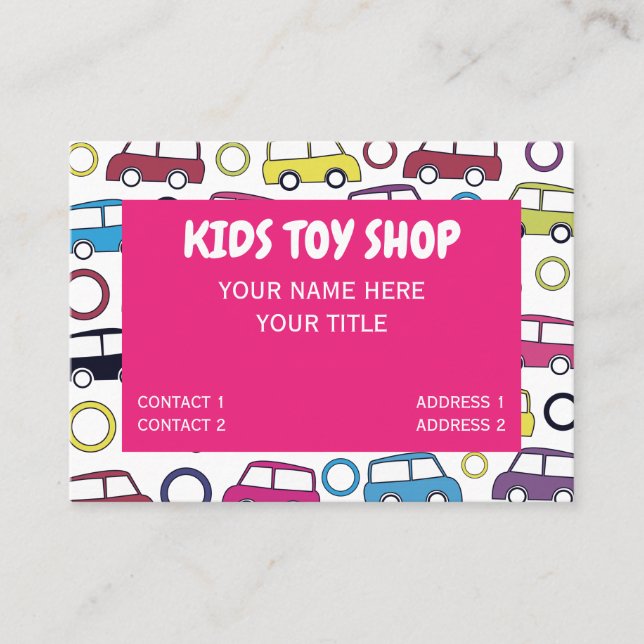 Colourful Toy Cars Kids Toy Shop Business Card (Front)