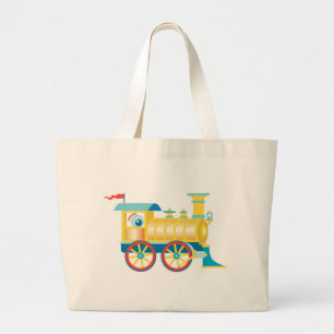 Colourful Toy Train Large Tote Bag