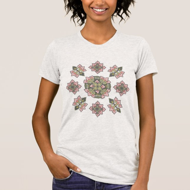 Colourful Tracery Ornament Pattern T-Shirt (Front)