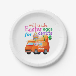 Colourful Trade Easter Eggs for Carrots Bunny Bus Paper Plate