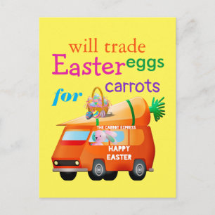 Colourful Trade Easter Eggs for Carrots Bunny Bus Postcard