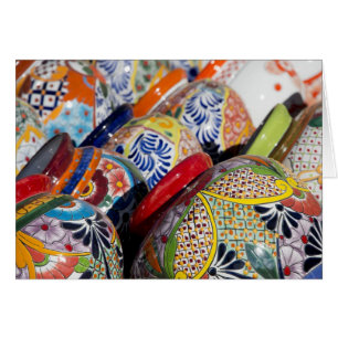 Colourful traditional hand-painted Mexican pottery