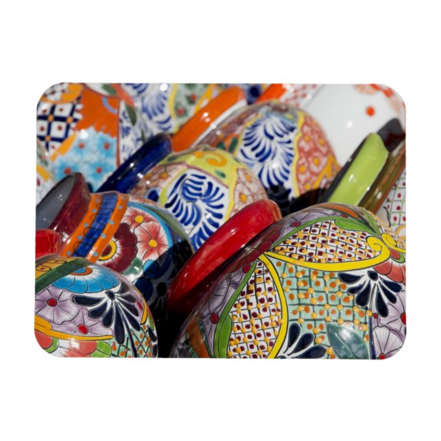 Colourful traditional hand-painted Mexican pottery Magnet (Horizontal)