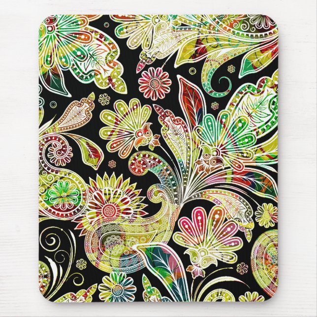 Colourful Traditional Paisley Pattern Mouse Pad (Front)