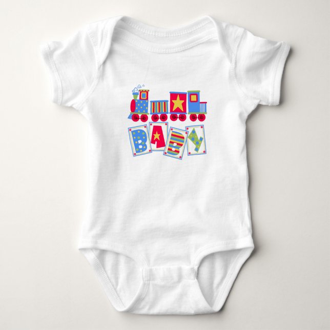 Colourful Train Baby Bodysuit (Front)