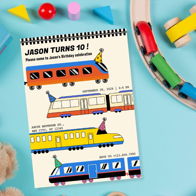 Colourful Train birthday party Invitation (Creator Uploaded)