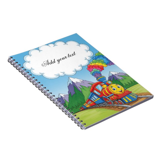 Colourful Train Kids Notebook – Cartoon Railway Co (Right Side)