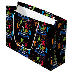 Colourful Trampoline Park Jump Kids Birthday Party Large Gift Bag