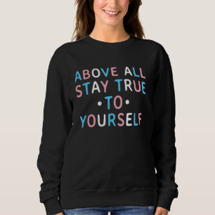 Colourful trans pride message in transgender flag sweatshirt