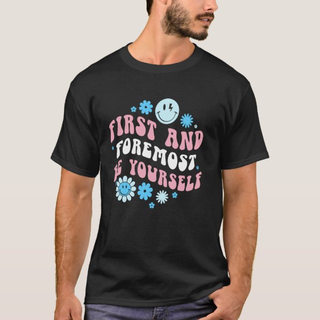Colourful trans pride message in transgender flag  T-Shirt (Front)