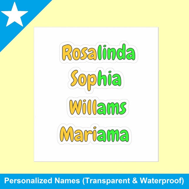 Colourful Transparent Waterproof Kids Name Sticker (Kids name stickers
Waterproof name labels)