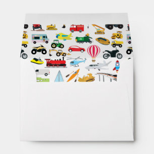 Colourful Transportation & Vehicles Kids Pattern Envelope