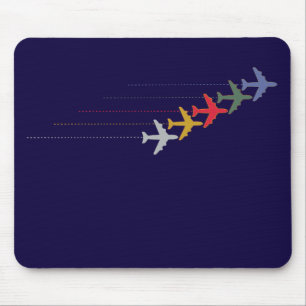colourful travel aeroplanes mouse pad