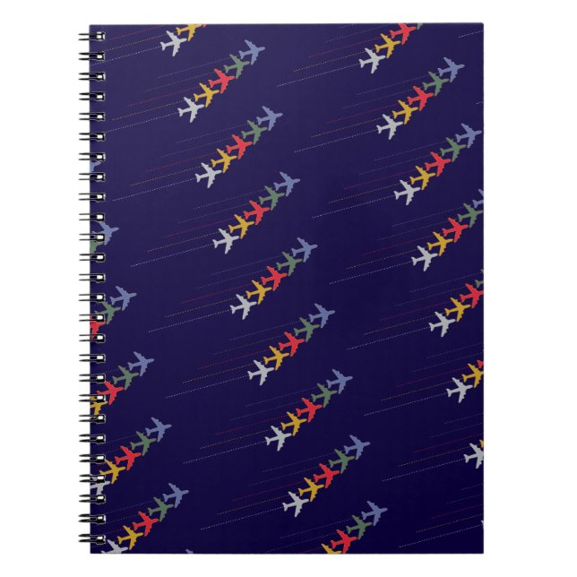 colourful travel aeroplanes notebook (Front)