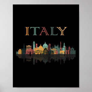 Colourful Travel Around Italy Family Shirt Europea Poster
