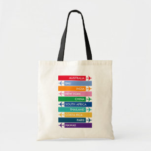 Colourful Travel Bucket List Tote Bag
