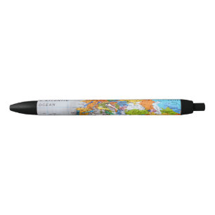 Colourful Travel Map Black Ink Pen