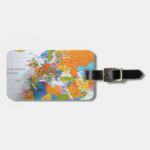 Colourful Travel Map Luggage Tag