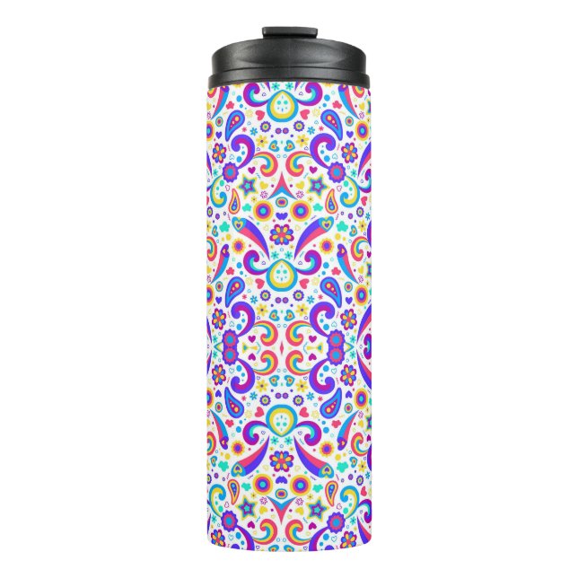 Colourful travel mug with vibrant (Front)