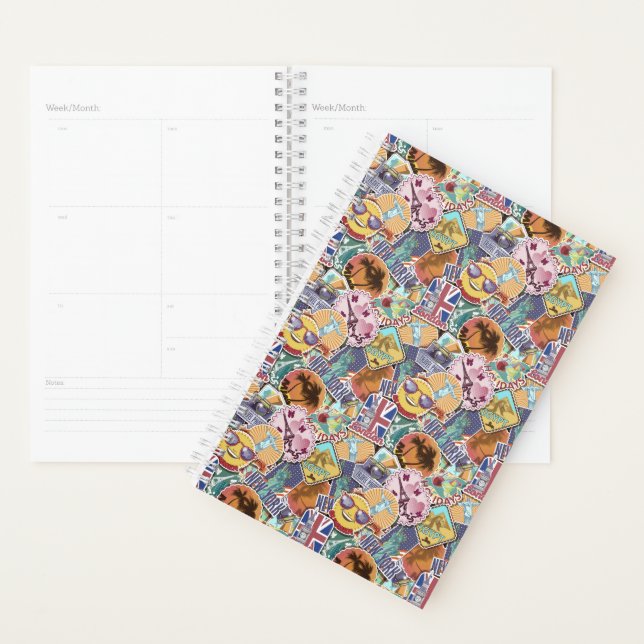 Colourful Travel Sticker Pattern Planner (Display)