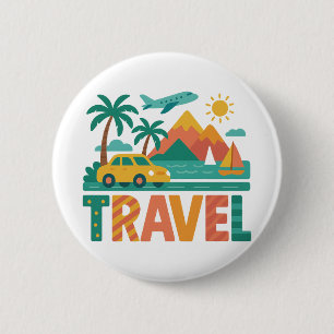 Colourful Travel Vacation Adventure 6 Cm Round Badge