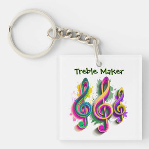Colourful Treble Clef Music Design Key Ring