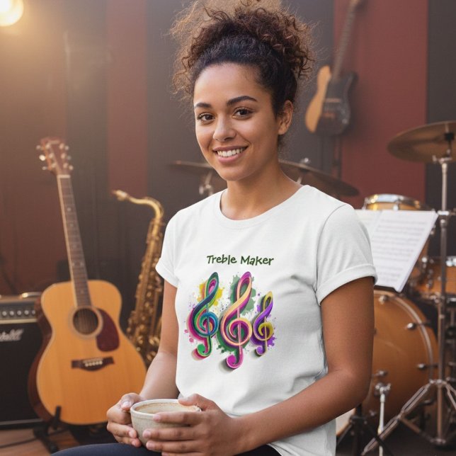 Colourful Treble Clef Music Design T-Shirt (Creator Uploaded)
