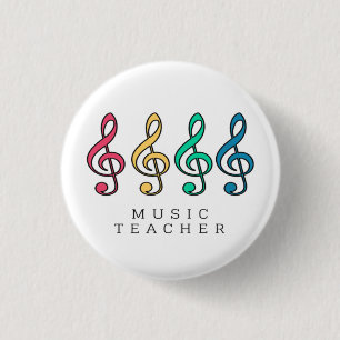 Colourful Treble Clef Music Teacher  3 Cm Round Badge