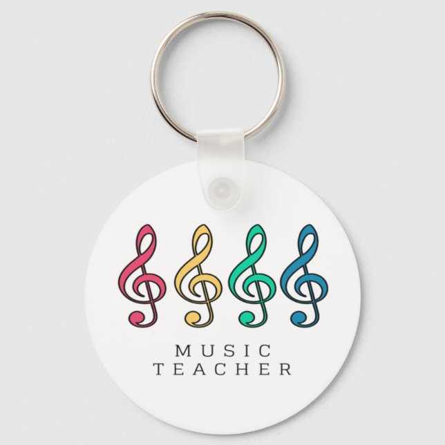 Colourful Treble Clef Music Teacher   Key Ring (Front)