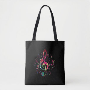 Colourful Treble Clef Music Tote Bag