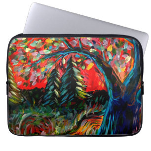 Colourful Tree And River Painting Laptop Sleeve