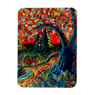 Colourful Tree And River Painting Magnet
