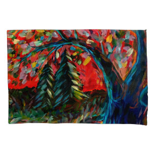 Colourful Tree And River Painting Pillowcase