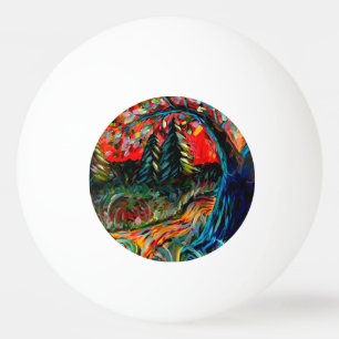 Colourful Tree And River Painting Ping Pong Ball