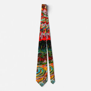 Colourful Tree And River Painting Tie