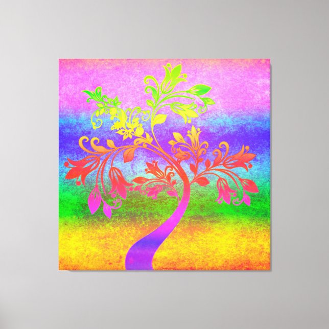 Colourful tree canvas print (Front)