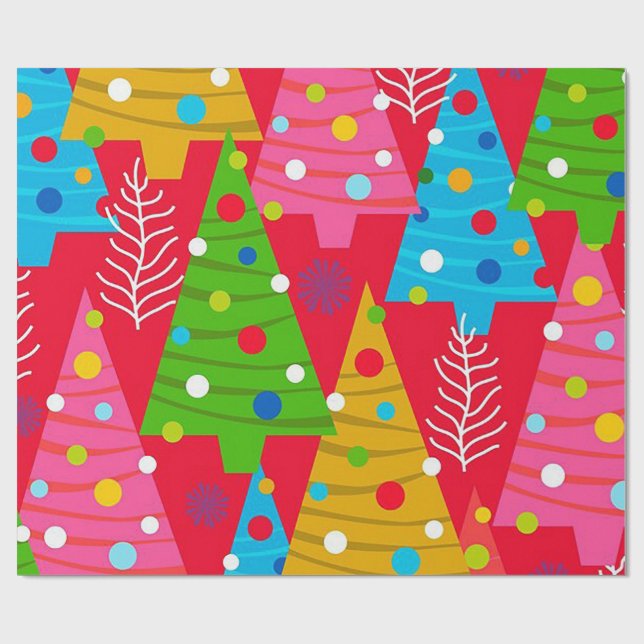 Colourful Tree Christmas Wrapping Paper (Flat)