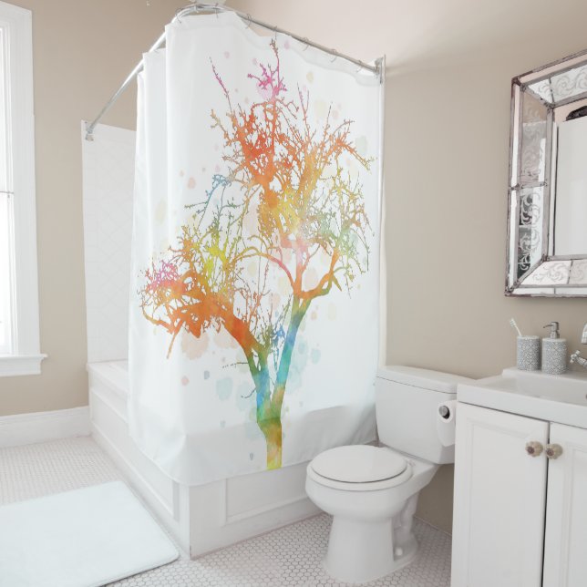 Colourful tree design 169 shower curtain (In Situ)