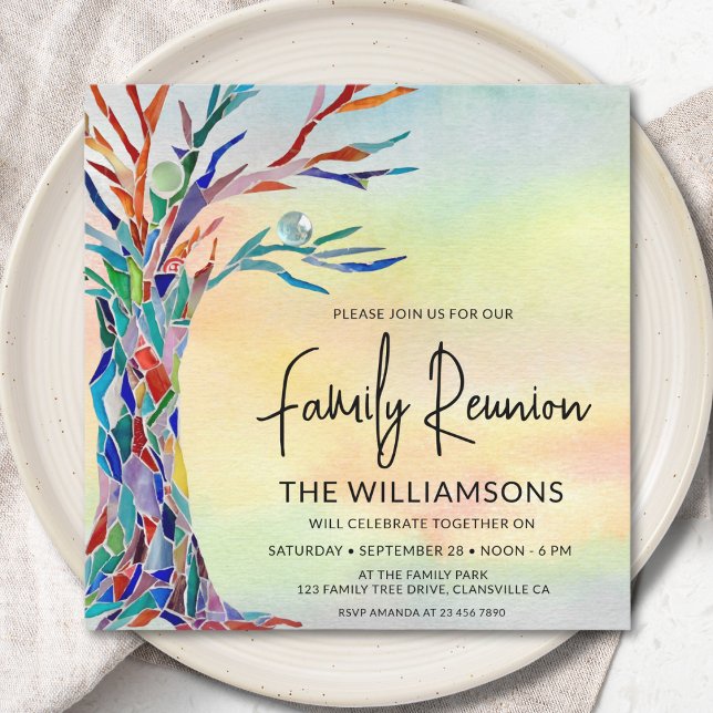 Colourful Tree Family Reunion Invitation (Creator Uploaded)