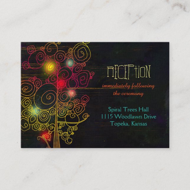 Colourful Tree Fantasy Wedding Reception Enclosure Card (Front)