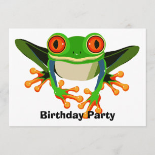 Colourful Tree Frog Birthday Party Invitation